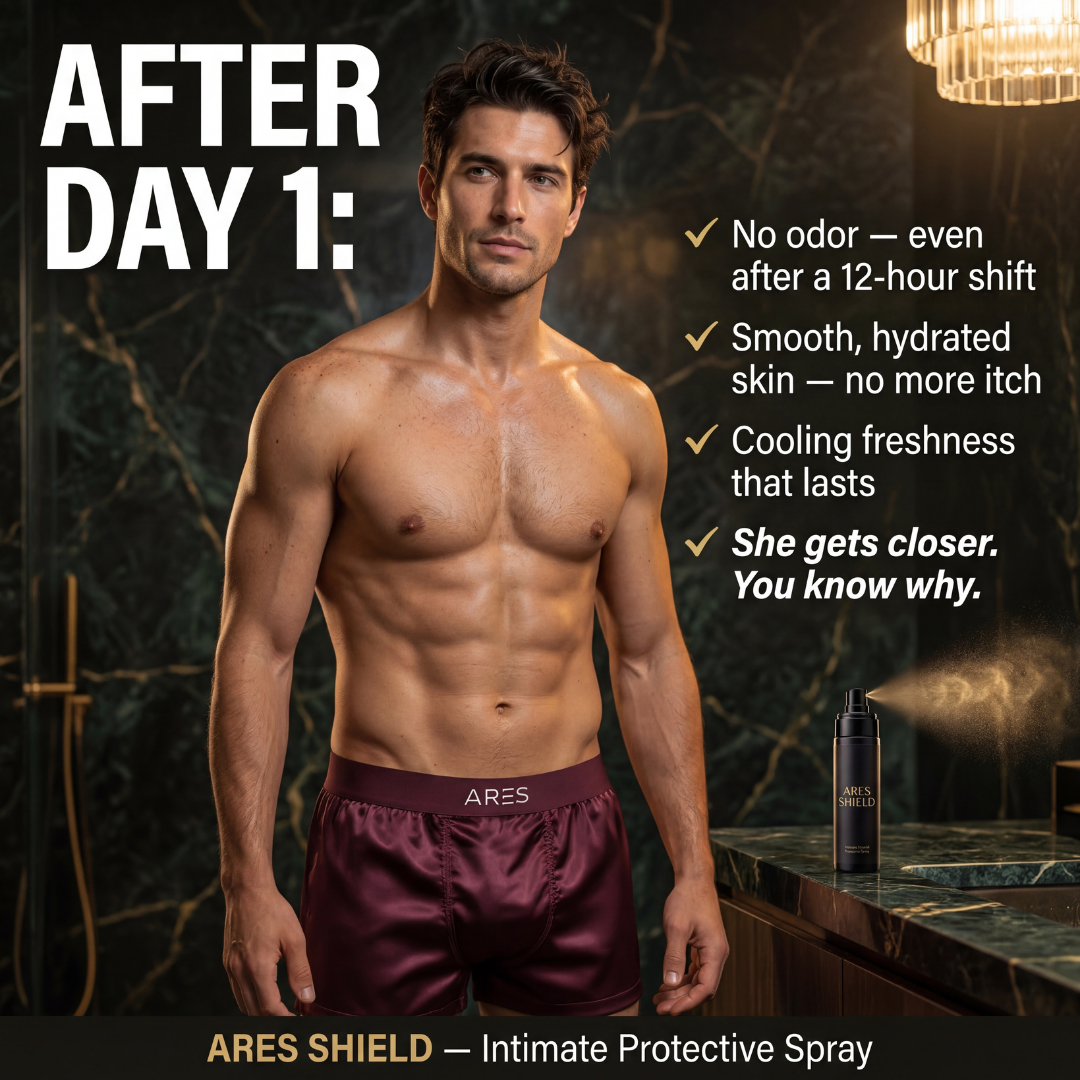 ARES Shield - Spray íntimo protector antibacteriano para hombre